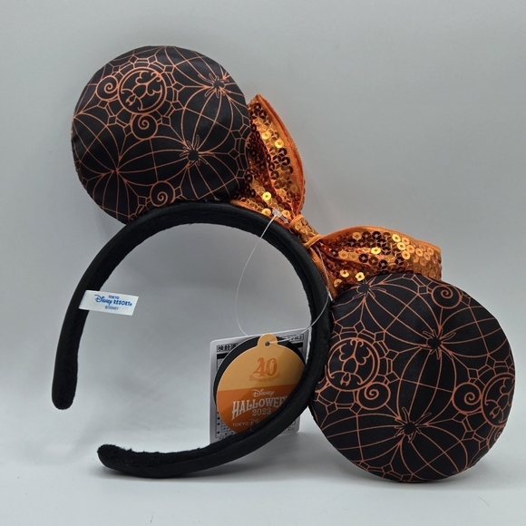 Disney Tokyo Halloween Spider Web 40th Anniversary Minnie Mouse Ear Black Orange main image 4